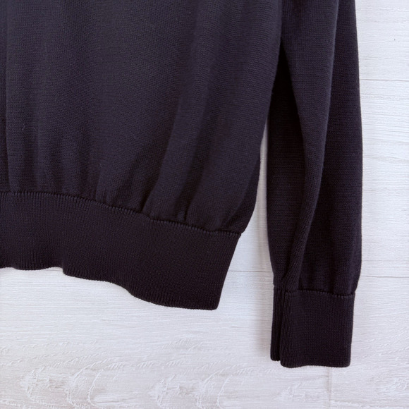 Pact Classic Polo Sweater Women Large Black Organic Cotton Preppy Minimalist - Picture 6 of 16